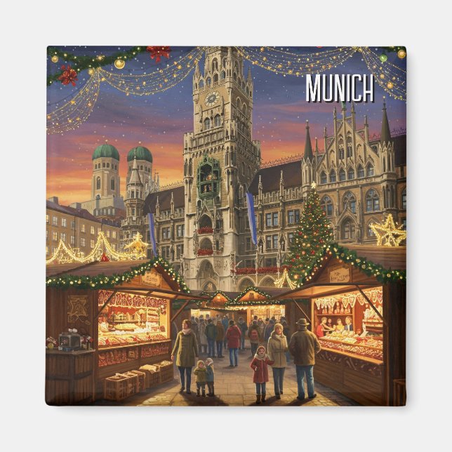 München Marienplatz Tyskland julmarknad Magnet (Framsidan)