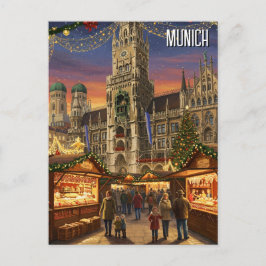 München Marienplatz Tyskland julmarknad Vykort