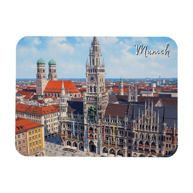 München Marienplatz Tyskland Magnet (Horisontell)