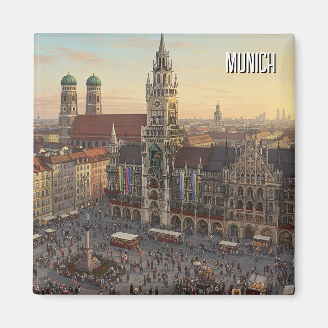 München Marienplatz Tyskland Travel Magnet (Framsidan)
