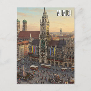München Marienplatz Tyskland Travel Vykort