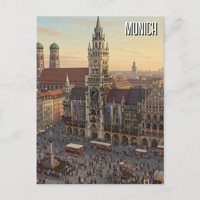 München Marienplatz Tyskland Travel Vykort (Framsida)