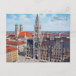 München Marienplatz Tyskland Vykort