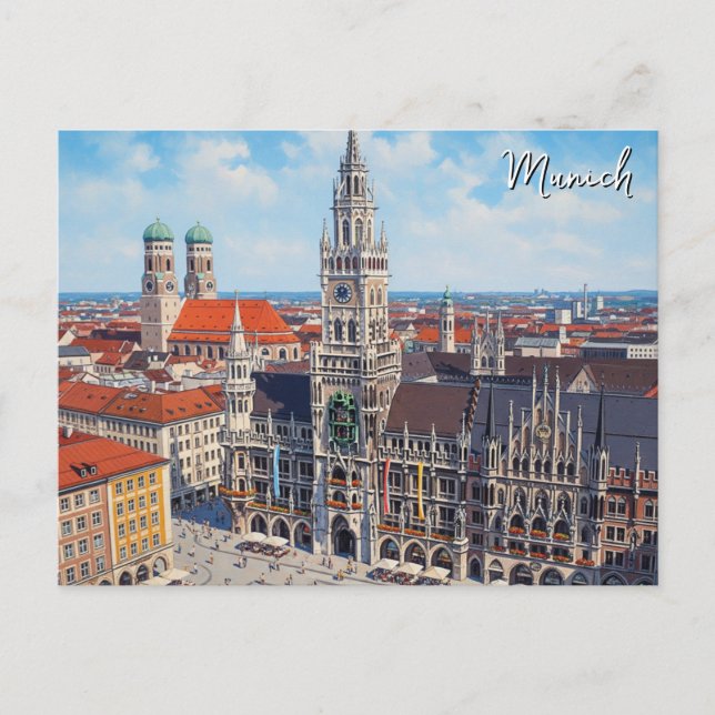 München Marienplatz Tyskland Vykort (Framsida)