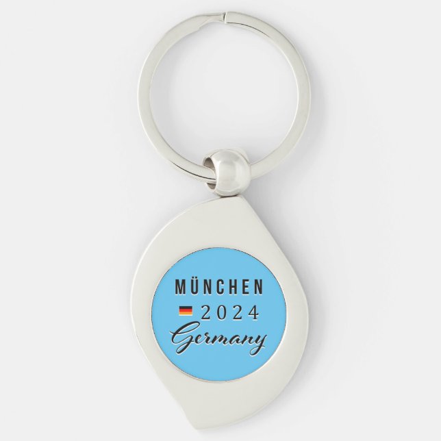 München - München Tyskland Metall Keychain Swirl Silverfärgad Nyckelring (Framsidan)
