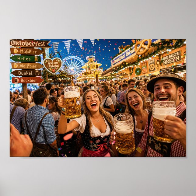 München Oktoberfest Firande Glödande Affisch (Framsidan)