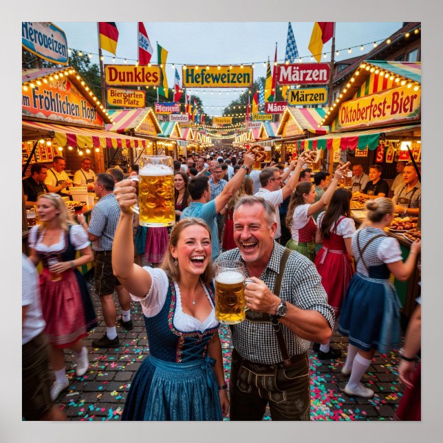 München Oktoberfest Kvälls Firande Affisch (Framsidan)