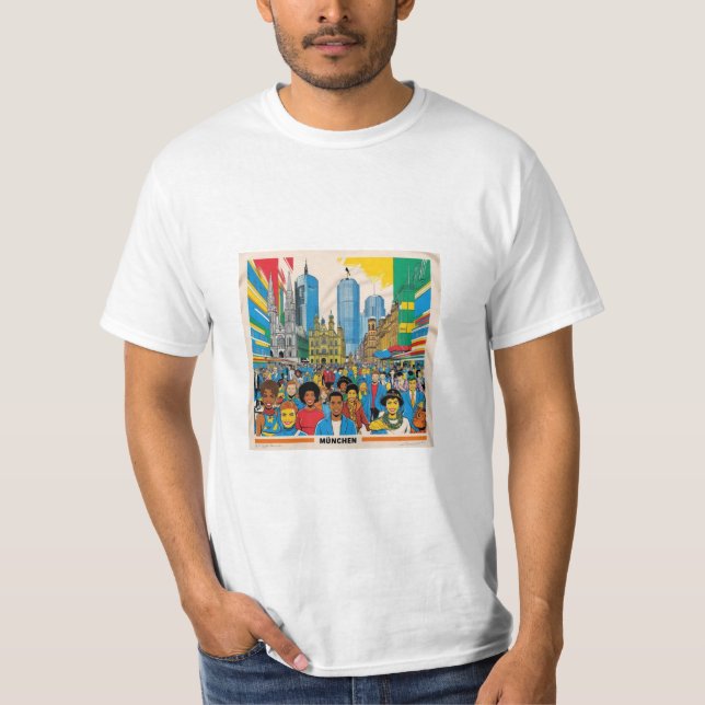 München Pop: En stad i fetstilt Färg! T Shirt (Framsida)