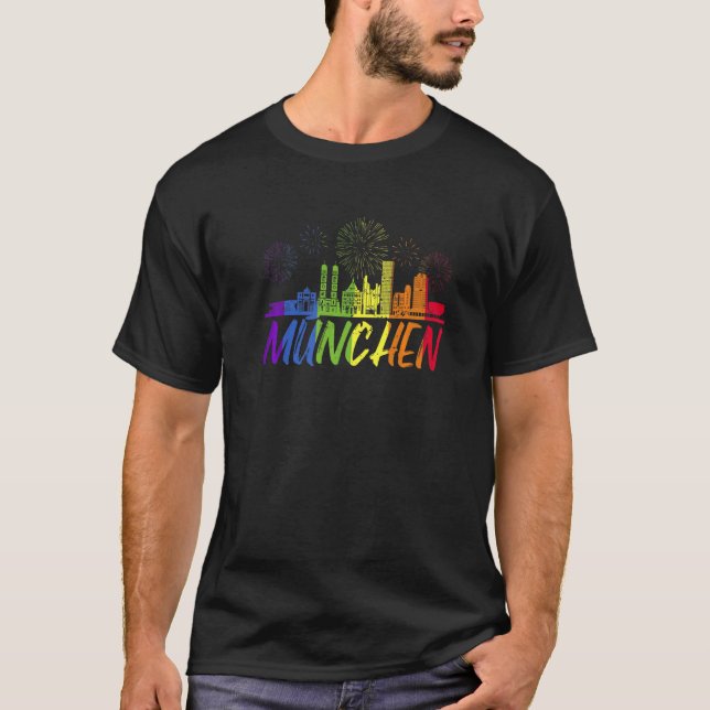 München Pride Skyline Pride Parad München T Shirt (Framsida)