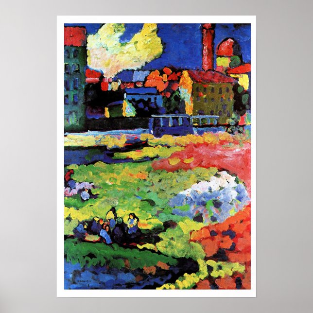 München-Schwabing med kyrkan St. Ursula Poster (Framsidan)