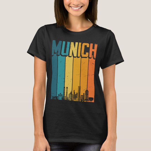München Skyline Retro Vintage Souvenir München T Shirt (Framsida)