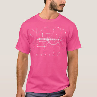 München Tunnelbanan Karta - Monokromatisk - vit på T Shirt