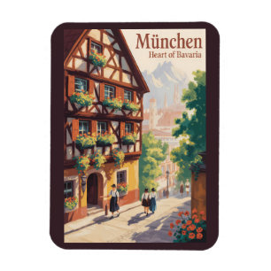 München Tyskland Bayern Illustration Resa Konst Magnet