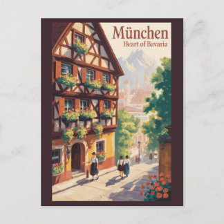 München Tyskland Bayern Illustration Resa Konst Vykort