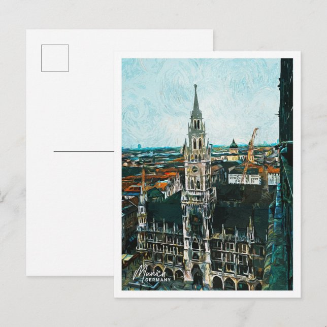 München Tyskland Beresh Oljemålning City Vykort (Fram/baksida)