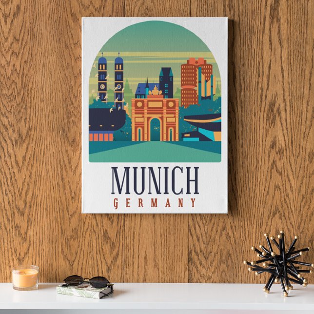 München Tyskland Canvas Poster (Munich Germany Vintage Travel Poster)