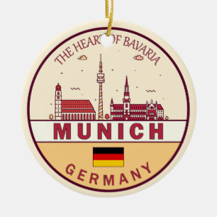 München Tyskland City Skyline Emblem Julgransprydnad Keramik