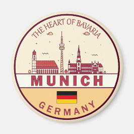München Tyskland City Skyline Emblem Magnet