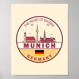 München Tyskland City Skyline Emblem Poster