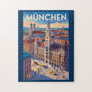 München Tyskland Illustration Resa Konst Vintage Pussel