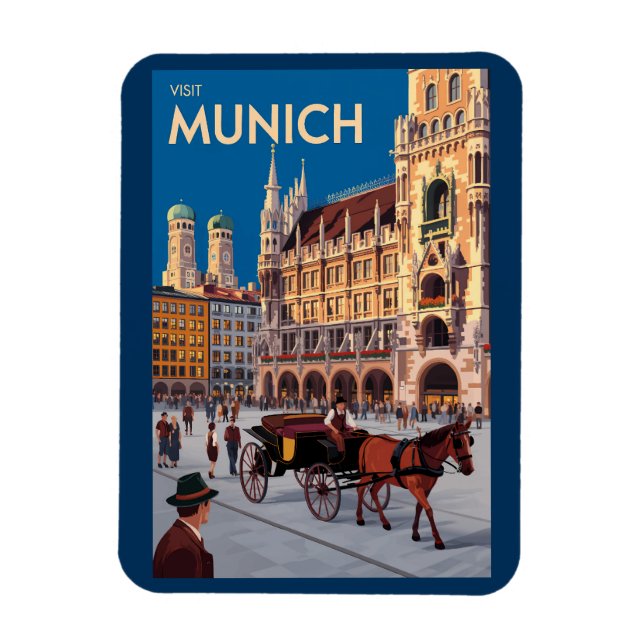München Tyskland Marienplatz Resa Konst Vintage Magnet (Vertikal)