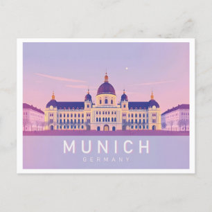 München Tyskland Pastel Travel Design Vykort