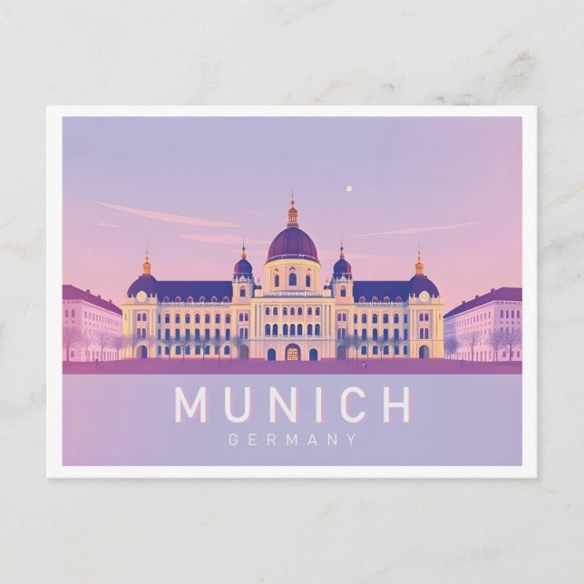 München Tyskland Pastel Travel Design Vykort (Framsida)