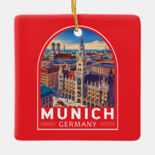 München Tyskland Resa Konst Emblem Julgransprydnad Keramik