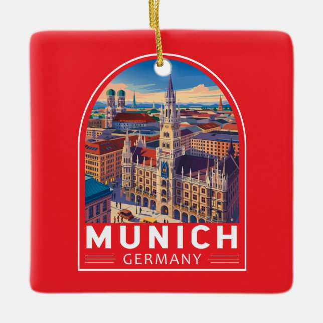 München Tyskland Resa Konst Emblem Julgransprydnad Keramik (Framsida)
