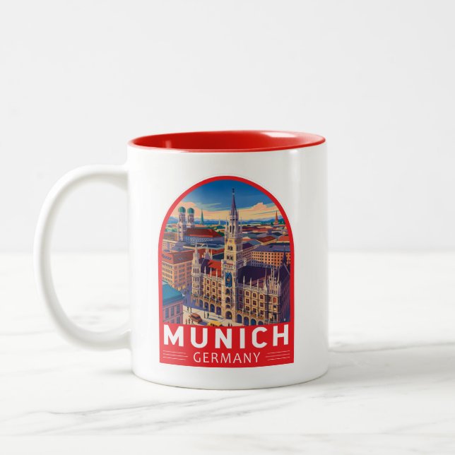 München Tyskland Resa Konst Emblem Två-Tonad Mugg (Vänster)