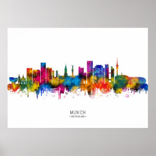 München Tyskland Siluett Poster