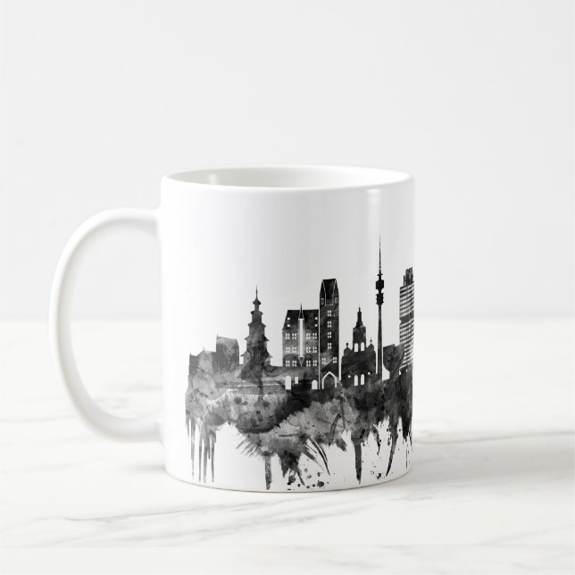 München Tyskland Skyline BW Kaffemugg (Vänster)