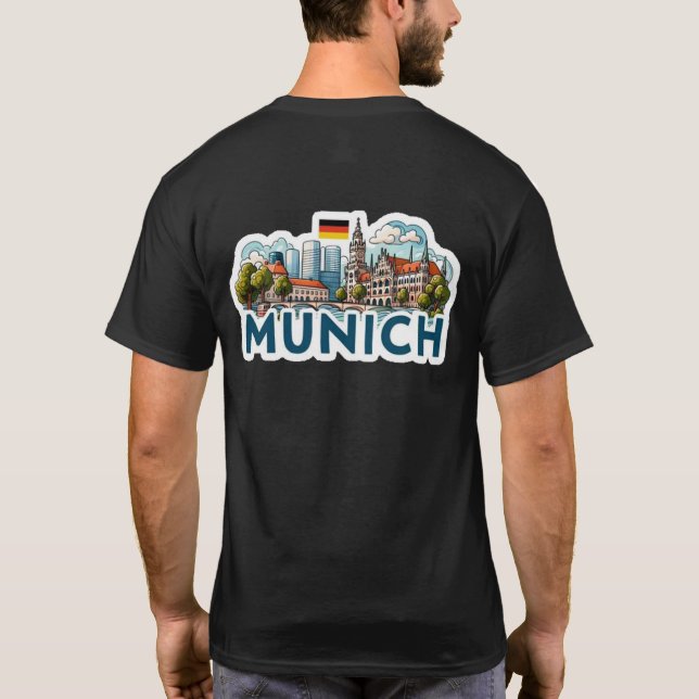 München Tyskland Skyline Konst T Shirt (Baksida)