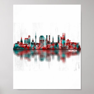 München Tyskland Skyline Poster