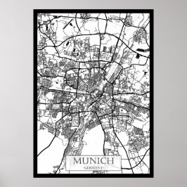 München Tyskland Stadskarta Poster