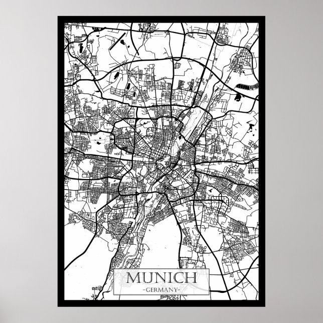 München Tyskland Stadskarta Poster (Framsidan)