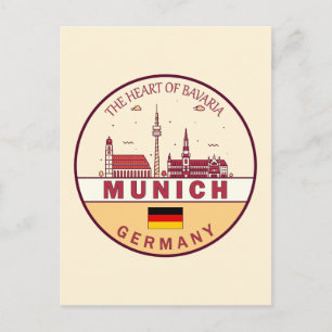 München Tyskland Stadssiluett Emblem Vykort