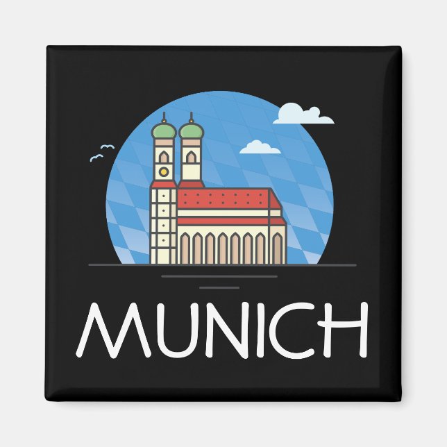München Tyskland Travel Vintage Magnet (Framsidan)