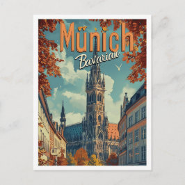 München Tyskland Vintage Konst Resa Illustration Vykort