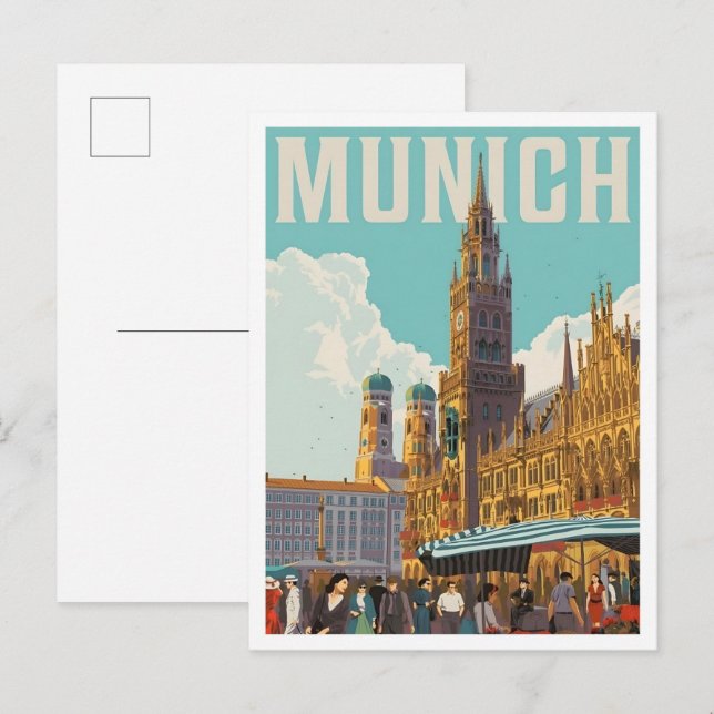München Tyskland Vintage Konst Resa Vykort (Fram/baksida)