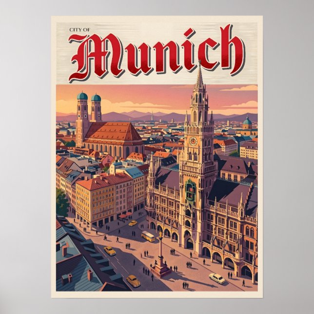 München Tyskland Vintage Resa Poster (Framsidan)