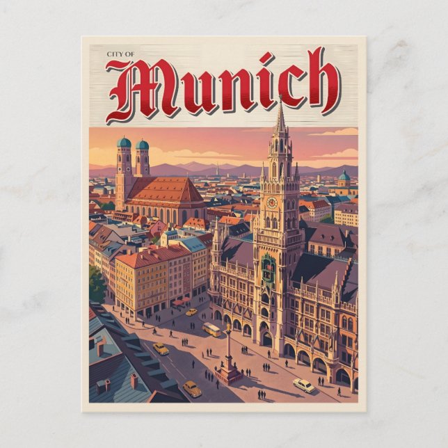 München Tyskland Vintage Resa Vykort (Framsida)
