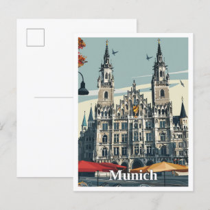 München Tysklandare Art Vintage resor Vykort