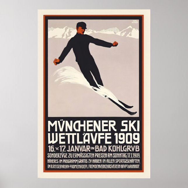 Münchener Ski Garmisch-Partenkirchen Germany Poster (Framsidan)