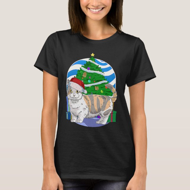 Munchkin Cat Cute Santa Julgran Decor T Shirt (Framsida)