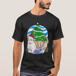 Munchkin Cat Cute Santa Julgran Decor T Shirt