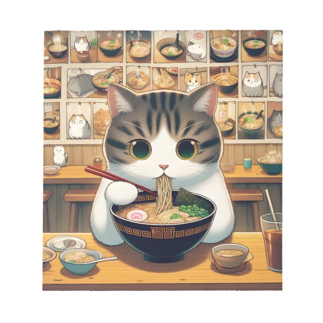 Munchkin Cat Eating Ramen Anteckningsblock (Framsida)