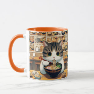 Munchkin Cat Eating Ramen Mugg