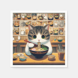 Munchkin Cat Eating Ramen Pappersservett