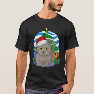 Munchkin Cat Funny Santa Julgran Decor T Shirt